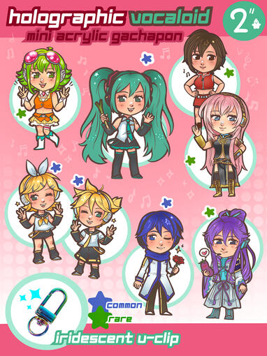 Vocaloid Chibi Holo Star Pattern 2" Charms